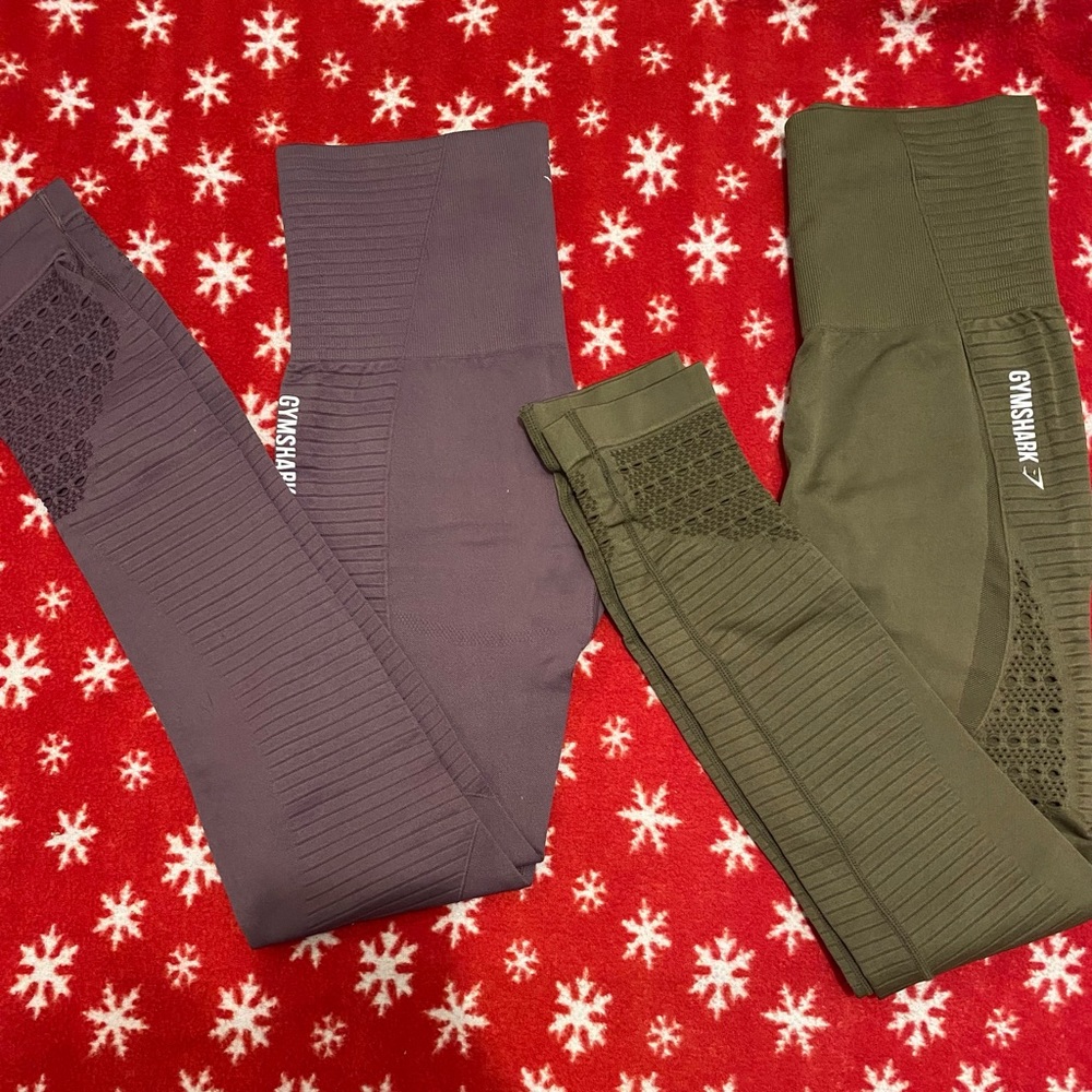 GymShark Leggings, Lilac and Olive Green